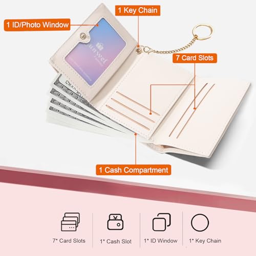 Image of Cute Coquette Bow Wallet with Key-chain for Women Girls | Bow Print Wallet Card Holder ID Window