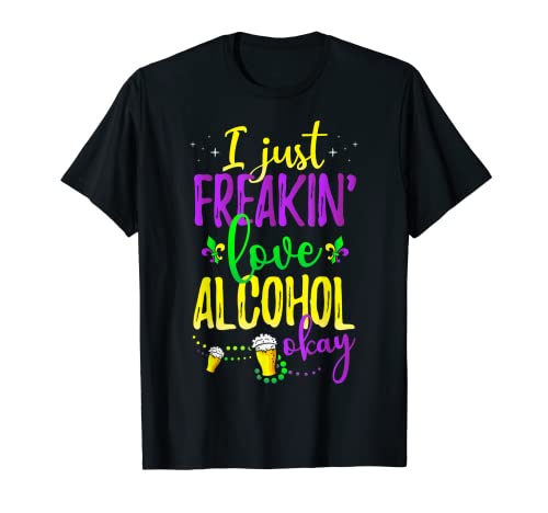 Freakin' Love Alcohol, Mardi Gras Party Beber Camiseta Camiseta