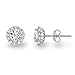 Rhodium Plated Sterling Silver Cubic Zirconia Classic Halo Stud Earrings,(Center Stone:5mm)