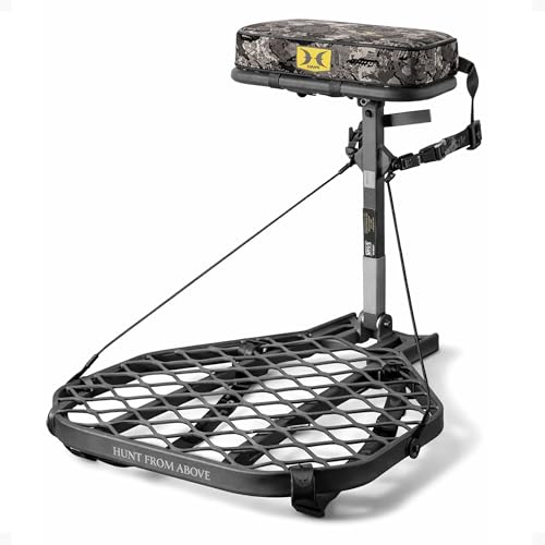 Hawk Hang-On Tree Stands – Durable, Comfortable Deer Hunting Platforms with Safety Harness Systems, Grey Finish, XL