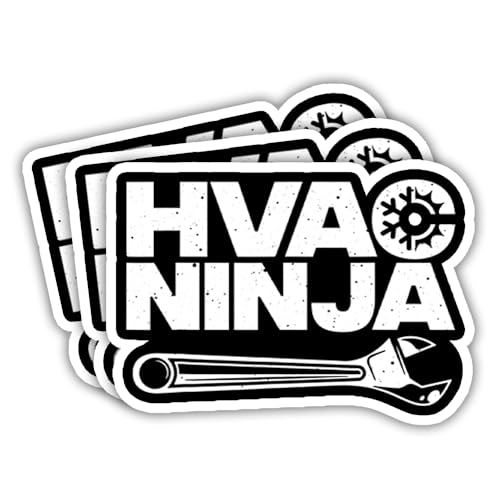 Image of SODAVA 3Pcs HVAC Tech Stickers, Black Vinyl, Glossy, Cartoon, Funny HVAC Tech, Removable, Waterproof, Bumper Stickers