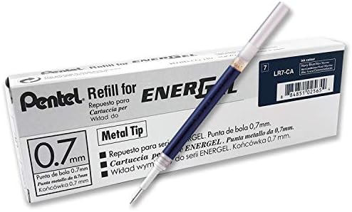 Box of 12 x PENTEL Energel 0.7mm Refill Metal Tip LR7 - Fits Energel Xm, BL77/BL57/BL37 - Black Ink