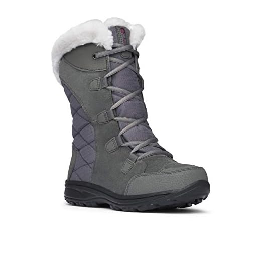 Columbia Women's ICE Maiden II Snow Boot, Shale, Dark Raspberry, 9 B US