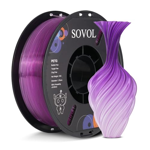 Sovol 3D Printer PETG Filament 1.75mm, Gradient Multicolors Filaments Material, 1kg (2.2lbs), Dimensional Accuracy +/- 0.03 mm, Fit Most FDM Printer, Purple