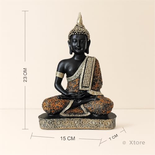 Image of Beautiful Resin Meditating Buddha Statue for Home Decor (Pack of 1, Red & Black)