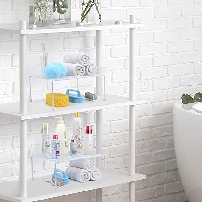 Mesh Set of 2 Kitchen Shelves Cabinet Storage Shelf Rack 13.1 x 10.2 Inch White