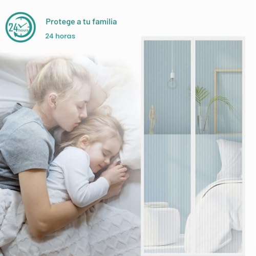 Miniatura 3 de Cortina Mosquitera Magnética Para Puertas, Versión Actualizada 150x240 Cm Puerta De Malla Magnética, Blanco Cortinas Para Puertas Exteriores, Fácil De Instalar Y Lejos De Los Mosquitos