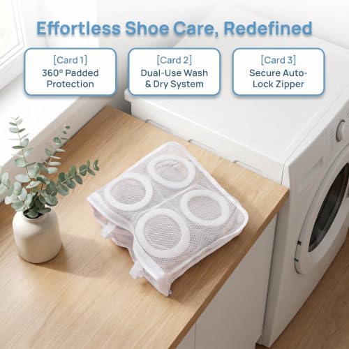 Bolsa para lavadora de zapatos de malla resistente con cremallera y lavado 360 3