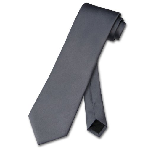 Vesuvio Napoli NeckTie Solid CHARCOAL GREY Color Men's Dark Gray Neck Tie