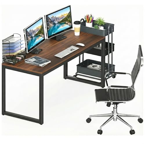 Image of TEKAVO Radix Desk Computer Table for Home Pc | Office Table for Home | Workstation, Desktop Pc Desk, Gaming, Worktable | Dark Brown Wood, Metal (120 Cm X 60 Cm X 75 Cm) - DIY