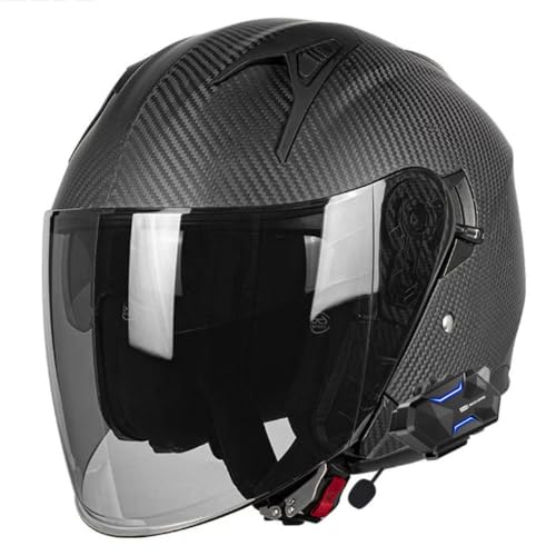 Casco de moto de fibra de carbono Bluetooth retro homologado DOT ECE casco jet abierto talla XL