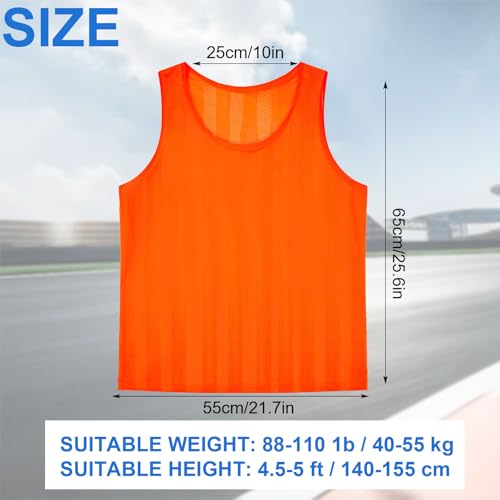 12 Pack Soccer Pinnies Basketball Jerseys Team Training Practice Vests Nylon Mesh Scrimmage Football Bibs Great for Child Youth Adult Sports Soccer, Orange - Image 3