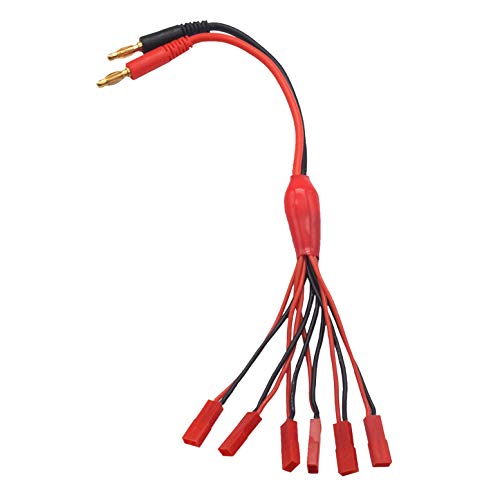 ShareGoo 6X JST Female Parallel Charger Cable to 4mm Banana Plug 20AWG Cable Wire for 1S 2S Lipo Battery Charge