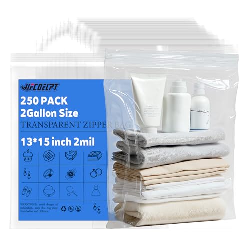UFCOELPT 250 PCS 13"×15" Large Zip Seal Lock Bags 2 Gallon Bags