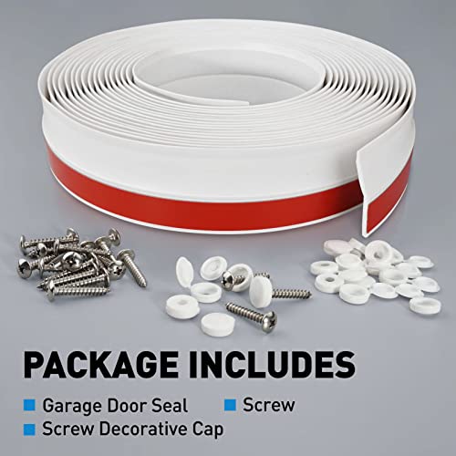 Garage Door Seal Top And Sides, Weatherproofing Garage Door Rubber Seal Strip, 34.4Ft Soft And Hard Garage Door Seal Replacement, White #TOP6