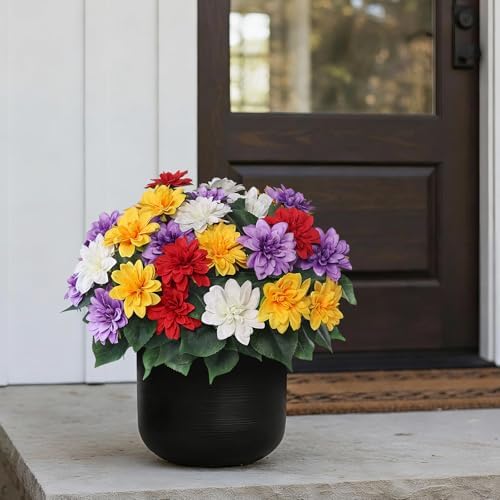 8 Bundles 17"Artificial Dahlia Flowers for Outdoor Decor(Mixed Color) — view 2