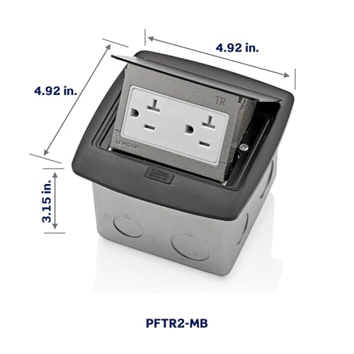 Leviton Pop-Up Floor Box with 20 Amp, Tamper-Resistant Outlet, PFTR2-MB, Black by Leviton - Image 3
