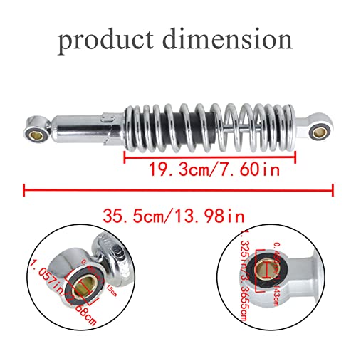 1 Pair 12.5 320mm Motorcycle Universal Rear Shock Absorbers Replacement for Suzuki Yamaha Sportster XL883 1200 Kawasaki 90cc 110cc 125cc 150cc Dirt Bike Go Kart ATV Sliver