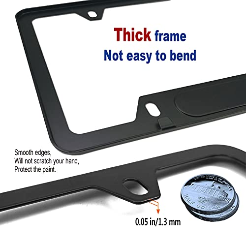 Bgmvfk Thin Blue Line License Plate Frame- American Flag Car Tag Cover For Police Law Enforcement, Patriotic Usa Black Aluminum Holder With Stainless Steel Screws Caps For Front Or Rear, 1 Pack #TOP2