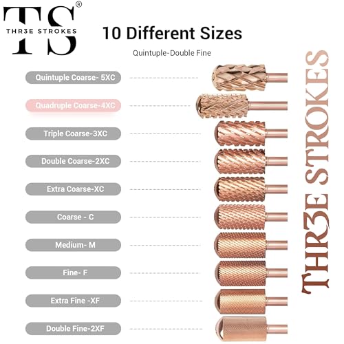 THR3E STROKES Nail Drill Bits, 3/32'' Smooth Round Top Large Barrel Carbide Bits, Suitable for Manicure Pedicure Cuticle Gel Polishing, Beginners Bits, Rose Gold, Series Bit... - Image 4