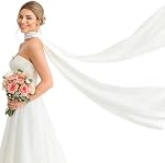 Bridal Neck Scarf Long for Wedding, 142 Inch White Wedding Scarf for Bride – Minimalist Tulle Wrap for Ceremony Elopement Reception Bridal Portrait Accessory