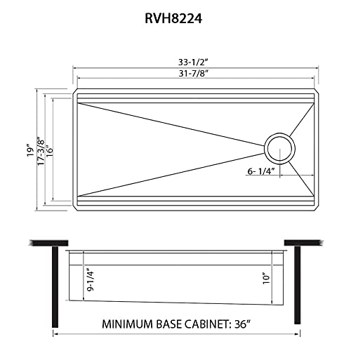 Ruvati 33-inch Workstation Two-Tiered Ledge Undermount Kitchen Sinks 16 Gauge Stainless Steel with Black Composite Accessories - Deep Undermount Sink, Kitchen Sink, Stainless Steel Sinks - RVH8224 by Ruvati - Image 9