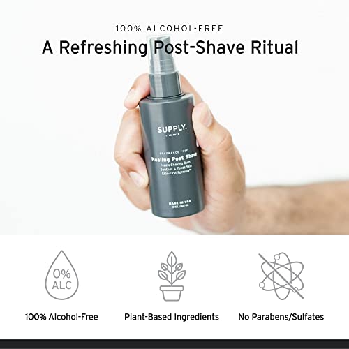 Supply Healing Post Shave - Juniper & Bergamot After Shave - Nourishes Skin, Soothes Irritation, Boosts Cell Repair - Natural, Alcohol Free After Shave For Men - Safe For Sensitive, Acne-Prone Skin - 2 Oz Bottle #TOP2