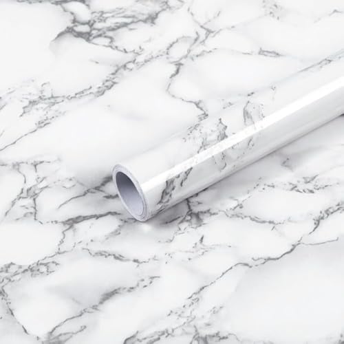 Decoroom MARBLE WALLPAPER Contact Paper, White Grey Peel And Stick Wallpaper cover