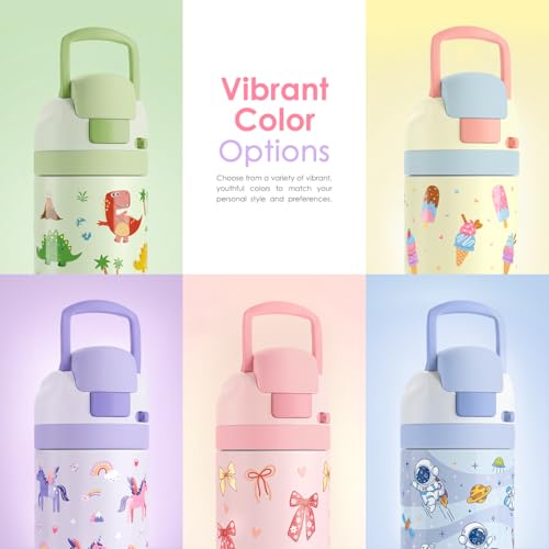Image of Bow Kids Insulated Stainless Steel Water Bottle 16 Oz, Travel Tumbler for School, Sports for Girls, Birthday, Back To School