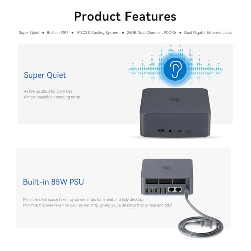 Image of Beelink EQI Mini PC W11 Pro, i5-12450H(8C /12T up to 4.4 GHz), 32GB DDR4 1TB NVME SSD with Intel UHD Graphics Built in PSU WiFi 6 /BT5.2 /Dual Display Mini PC Computer