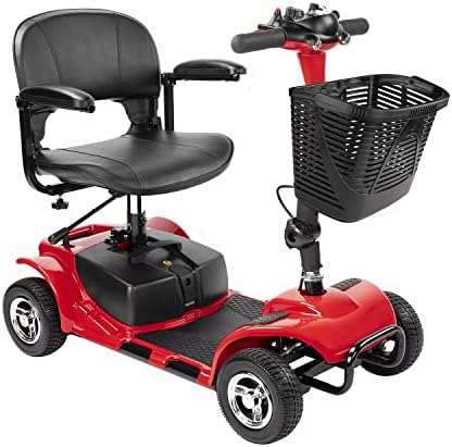 Furgle 4 Wheel Mobility Scooter,Electric Power Mobile Wheelchair for Seniors Adult with Lights- Collapsible and Compact Duty Travel Scooter w/Basket and Long Range Power Extended Battery