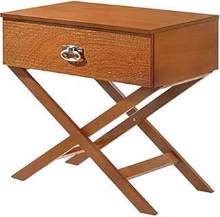 MAKLAINE Contemporary Engineered Wood 1 Drawer Nightstand in Oak