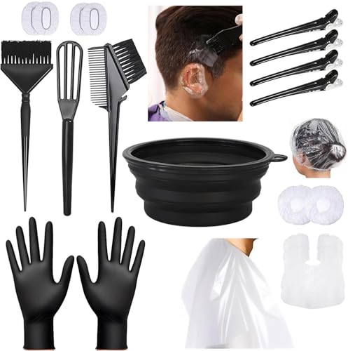 18Pcs Hair Dye Kit Hair Coloring Products with Hair Dye Brush, Includes Hair Color Bowl, Hair Clip, Ear Muffs for Salon Hair Dye Tools and DIY at Home