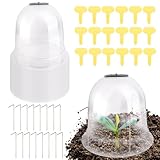 BUWUSMU 28 Pack Large Garden Cloche Plant Dome 7.7 x 6.7' Reusable Cloche Dome for Plants Humidity Dome with 84 Ground Securing Pegs and 28 Plant Labels Plastic Plant Dome Cover for Outdoors Plants