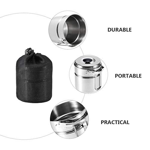 Conjunto de panelas de acampamento de aço inoxidável BESPORTBLE, kit de confusão portátil e leve par
