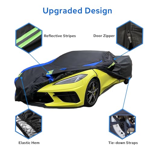 Image of Avecrew for Chevrolet Corvette C4 /C5 /C6 /C7 Car Cover Waterproof All Weather for Automobiles, Outdoor Full Exterior Covers Fit 1984-2019 Corvette C4 /C5 /C6 /C7 with Windproof Strap and Driver Door Zipper