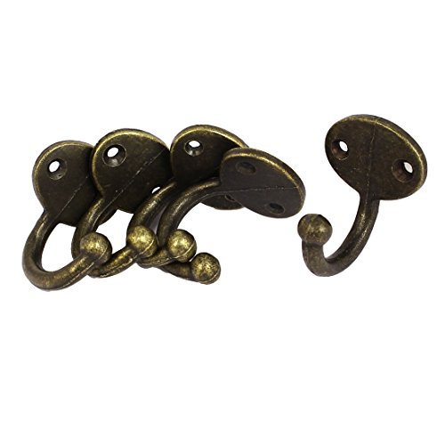 Image of Aexit Wardrobe Bookcase Nails, Screws & Fasteners Alloy Wall Mounted Single Hook Hanger Bronze Picture Hangers Tone 5pcs