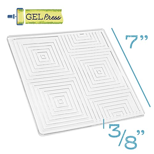 Gel Press Impressables 7" Embossed Squares In Squares Block Printing 10815-Slm-02 #TOP1