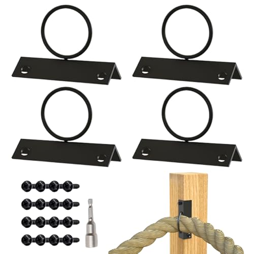 Soporte de barrera, poste de valla, soporte de cuerda de 965 g, soporte de anillo resistente, base de metal decorativa, ideal para terraza de escalera en el muelle, elegante borde de paisaje de jardín