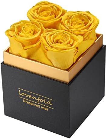 Preserved Roses in a Box 100% Real Rose Flowers Forever Roses That Last a Year, Fresh Flowers for Delivery Prime Birthday Gifts for Women Mom,Valentine’s Day Mothers Day (Yellow Rose)