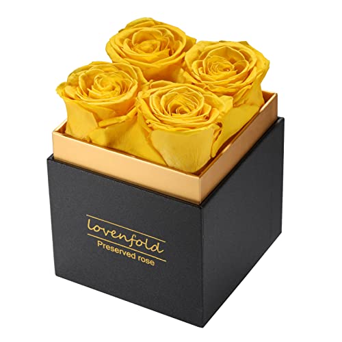 Preserved Roses In A Box 100% Real Rose Flowers Forever Roses That Last A Year, Fresh Flowers For Delivery Prime Birthday Gifts For Women Mom,Valentine’s Day Mothers Day (Yellow Rose) #TOP2
