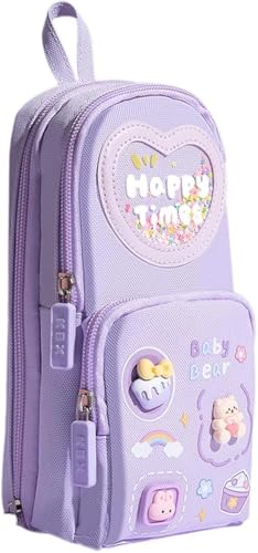 Image of M2K HUB Stylish Pencil Case 6 Layer with 3 Compartment Large Capacity Pen Pencil Pouch Multifunctional Pouch for School Stationary Gift for Child (Pencil Pouch Purple)