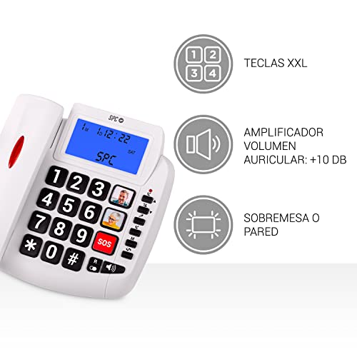 Miniatura 2 de Spc Comfort Volume 2 - Teléfono Fijo Teclas Grandes Para Mayores Amplificador De Volumen 3 Memorias Directas Identificador De Llamadas, Azul