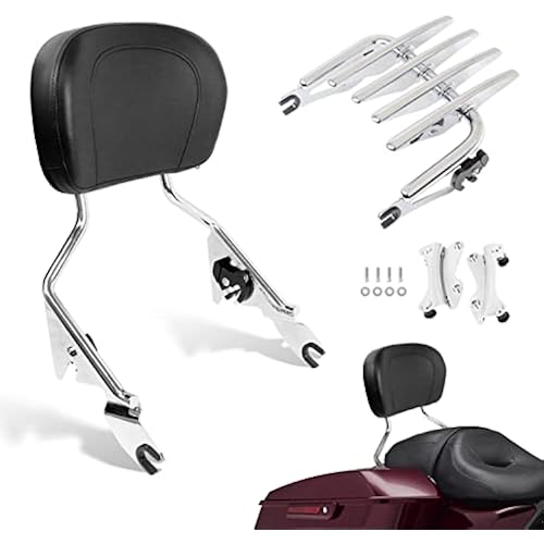 Backrest Sissy Bar Stealth Luggage Rack Set Compatible with Harley Touring