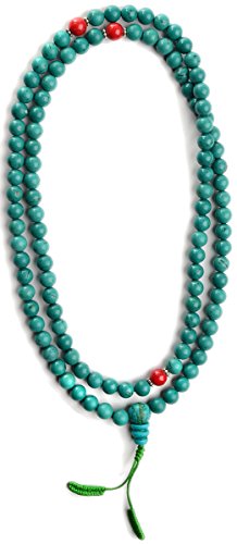 Mala aus Türkis mit rotem Jaspis - buddhistische Gebetskette mit...