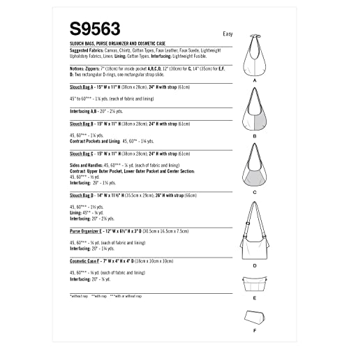 image for Simplicity Slouch Bag, Purse Organizer and Cosmetic Case Sewing Patter