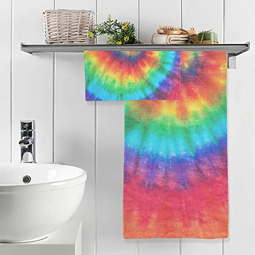 Innewgogo Spiral Tie Dye Cotton Towel Set Bath Towel Hand Towel Set 2 Piece Shower Towels Super Absorbent Soft Towels 100% Cotton Quick Dry Gym Towels For Spa Beach Bathroom #TOP4