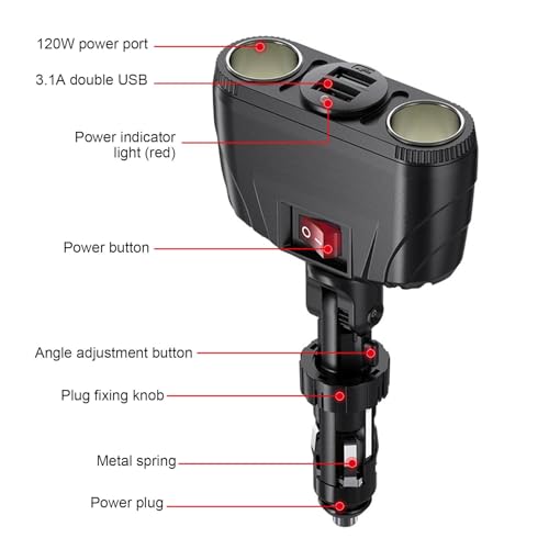 Cargador de coche para teléfono celular ajustable con dos puertos USB de carga 7