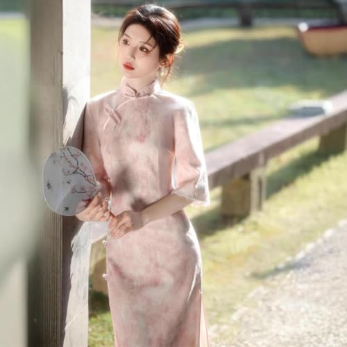 Robe Cheongsam coupe ajustée confortable et non transparente - 3