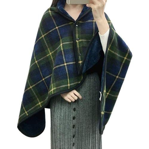 CAMEIRGOU Couverture Portable En Molleton, Canape TV Hiver, Couverture-Chandail Sweat Portable, Poncho D'hiver Mode Femme, Châle Femme Écharpe Cape, Pull Plaid Moelleux Pour (vert), M